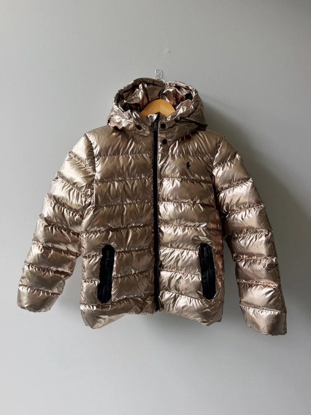Polo Ralph Lauren Metallic Quilted Down Jacket Water Repellent girls XL(16)